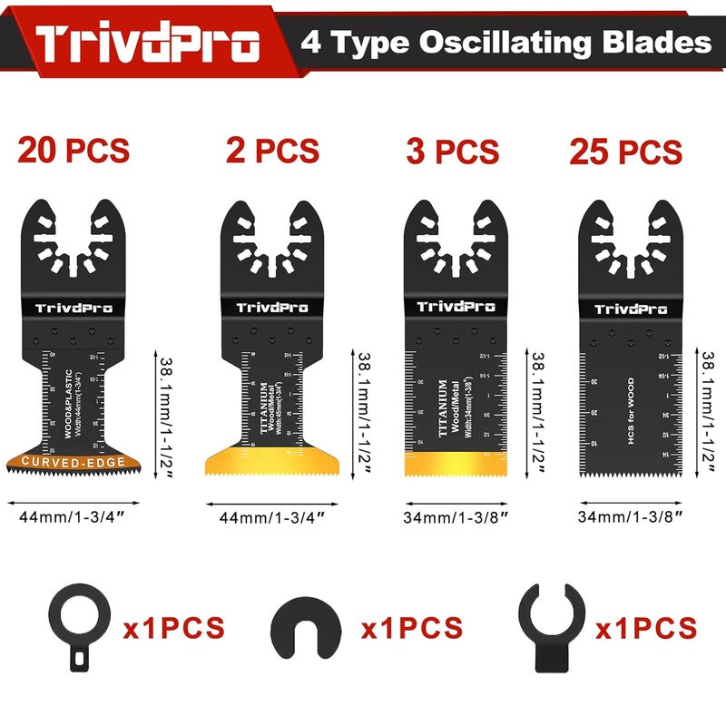 TrivdPro Oscillating Tool Blade Multitool Blades - 50pcs Multi Tool Blades Kits Oscillating Saw Blades for Metal Wood Plastic, Oscillator Blades for Multi Tool Fits Dewalt Milwaukee Ryobi Fein Bosch - Image 2